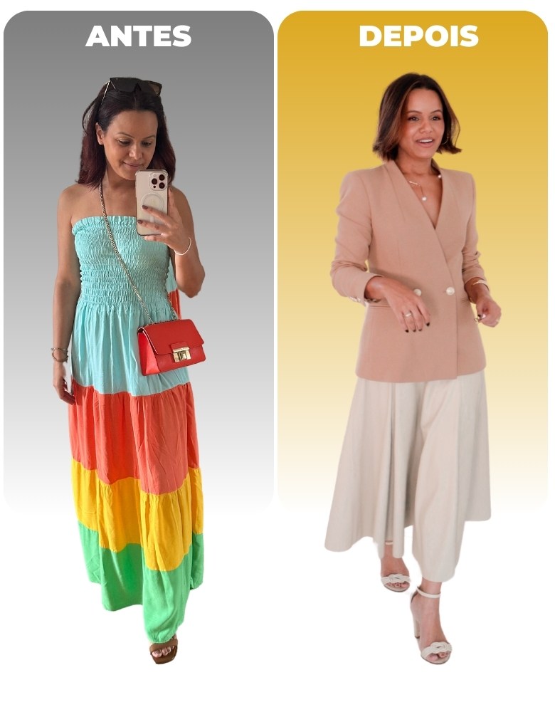 Antes e Depois de Renata Andrade após o curso Elegantize-se